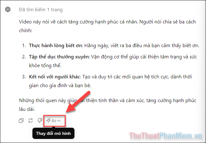 Trên mô hình ChatGPT-4o, bạn click vào biểu tượng Ngôi sao bên dưới