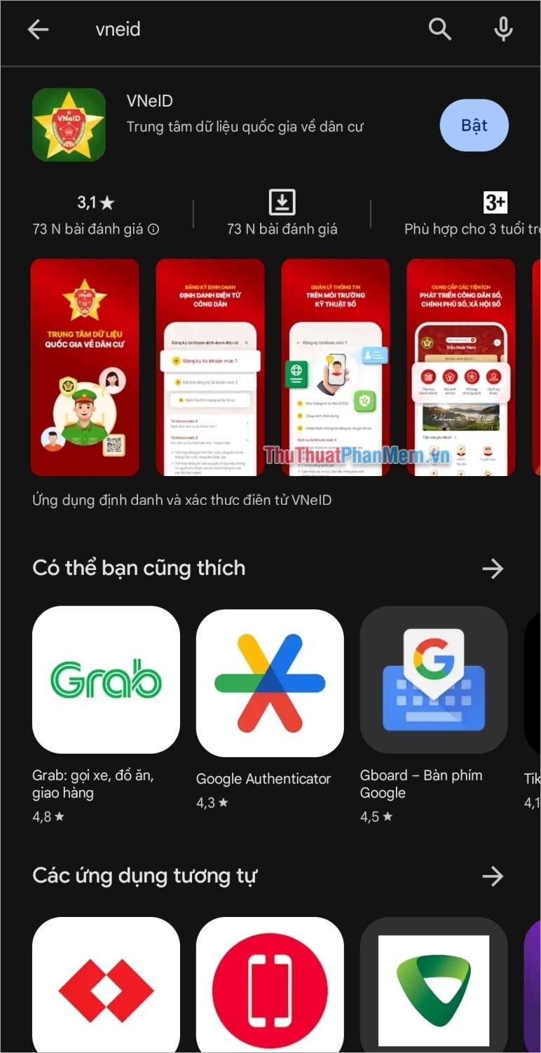 Bạn tải ứng dụng VNeID trên điện thoại Android, iPhone mới