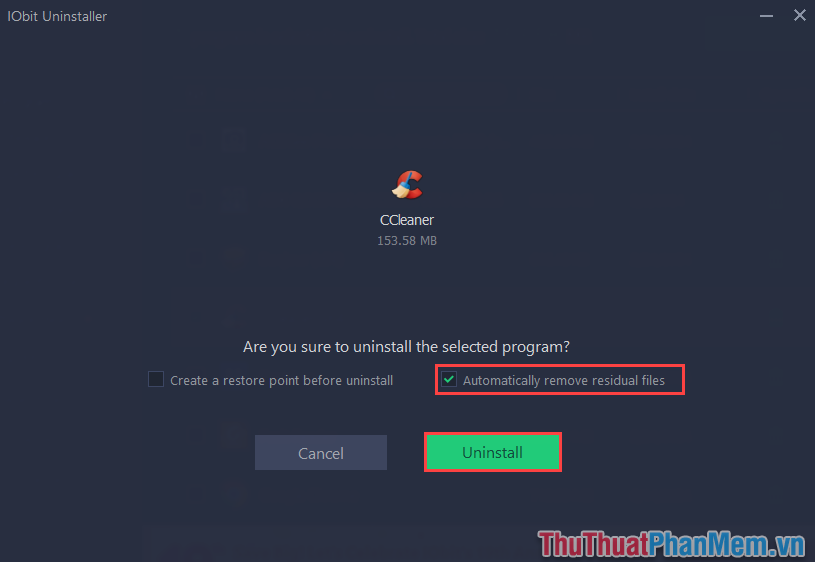 Chọn Uninstall để hệ thống tự động xóa phần mềm khỏi Laptop