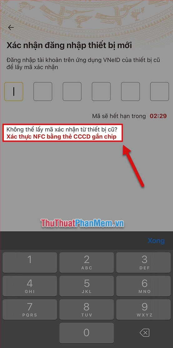 Chọn Xác thực NFC bằng thẻ CCCD gắn Chip