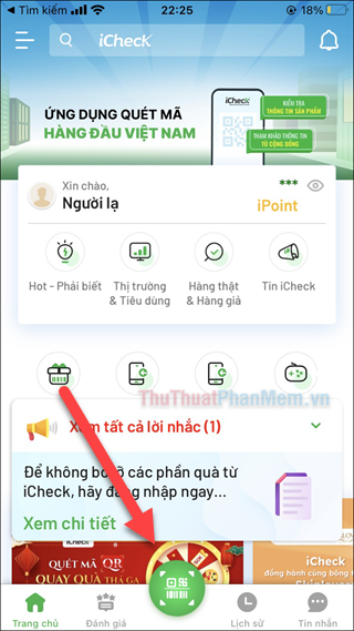 Sử dụng ứng dụng iCheck Scan