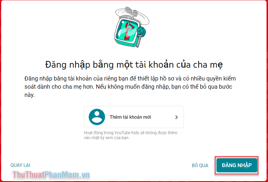 Chọn Đăng nhập và tiến hành đăng nhập tài khoản Google của bạn