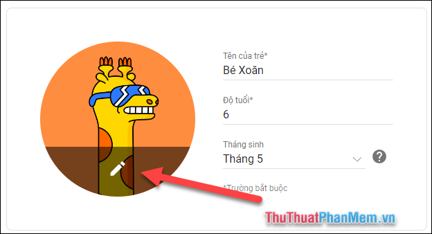 Nhấn vào hình bút chì bên dưới để thay ảnh đại diện