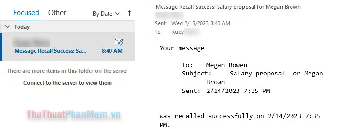 Cách kiểm tra xem việc thu hồi email trong Outlook có thành công không