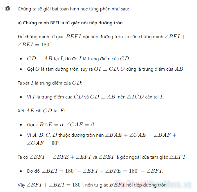 Kết quả ChatGPT đưa ra