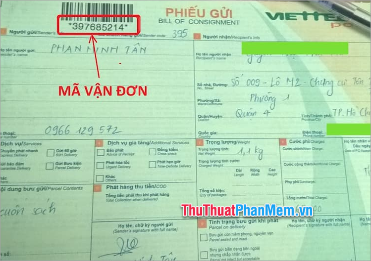 Mã vận đơn của Viettel Post