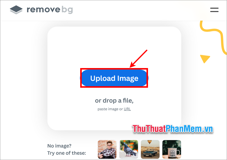 Trên giao diện trang chủ website, bạn chọn Upload Image