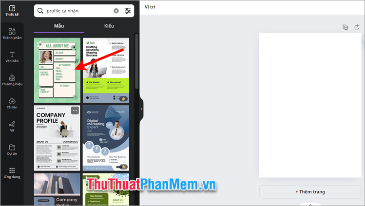 Xuất hiện nhiều mẫu profile cá nhân, bạn chọn mẫu profile phù hợp