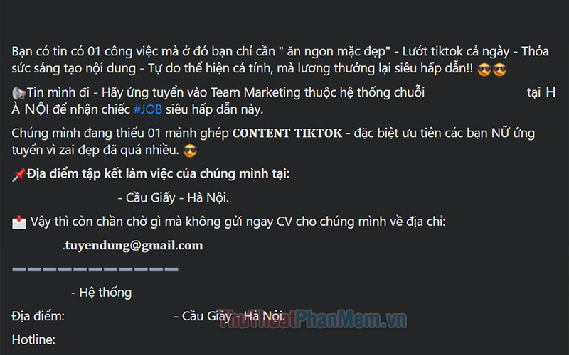 Mẫu tuyển dụng content hài hước