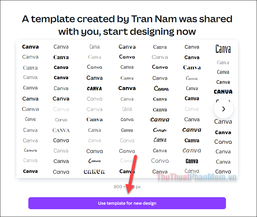 Bấm chọn Use template for new design