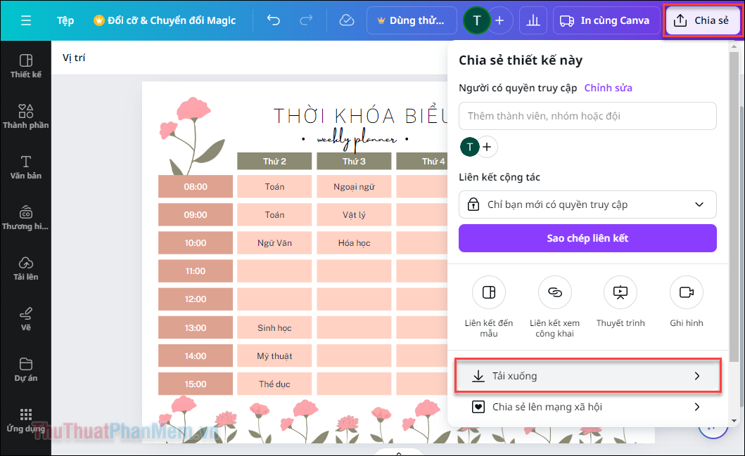 Nhấp vào nút Chia sẻ ở góc phía trên bên phải màn hình - Tải xuống