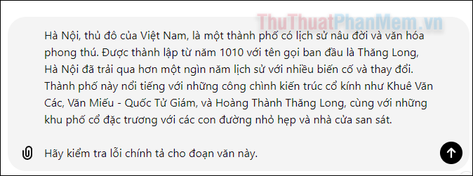 Yêu cầu ChatGPT kiểm tra và sửa lỗi chính tả, nhấn Shift + Enter để xuống dòng