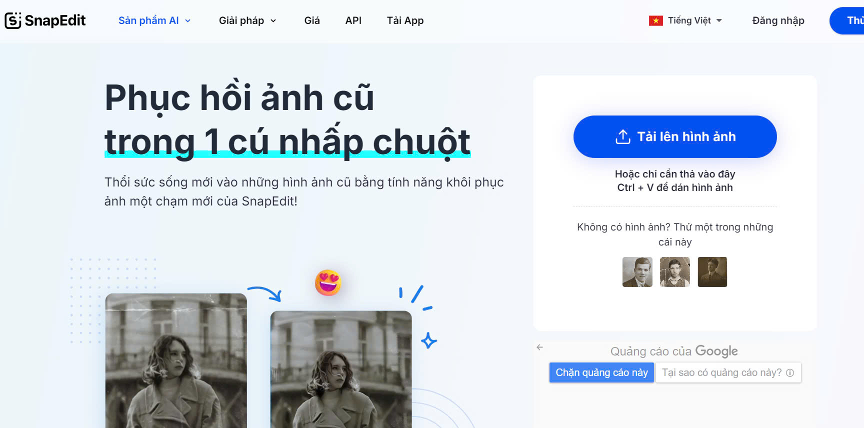 Phục hồi ảnh cũ SnapEdit