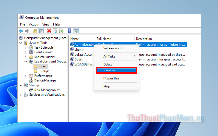Cách đổi tên Admin trên Windows 11