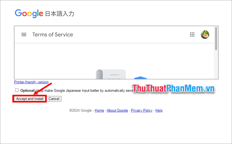 Chọn tiếp Accept and Install