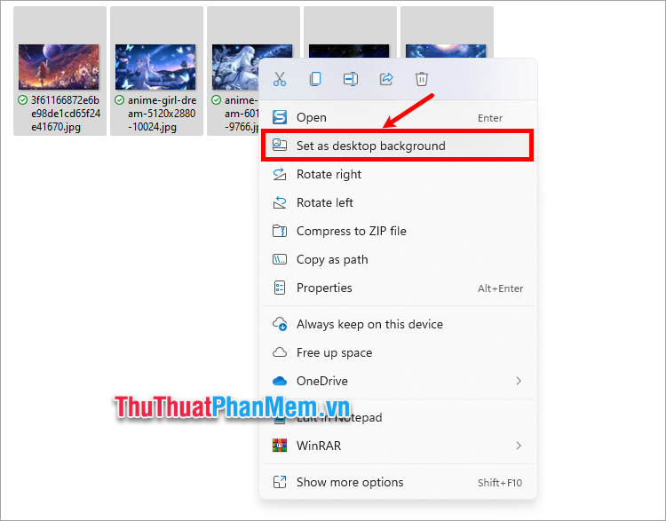 Nhấn chuột phải vào hình ảnh và chọn Set as desktop background