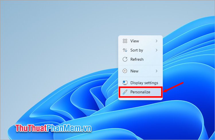 Trên màn hình bạn nhấn chuột phải và chọn Personalize