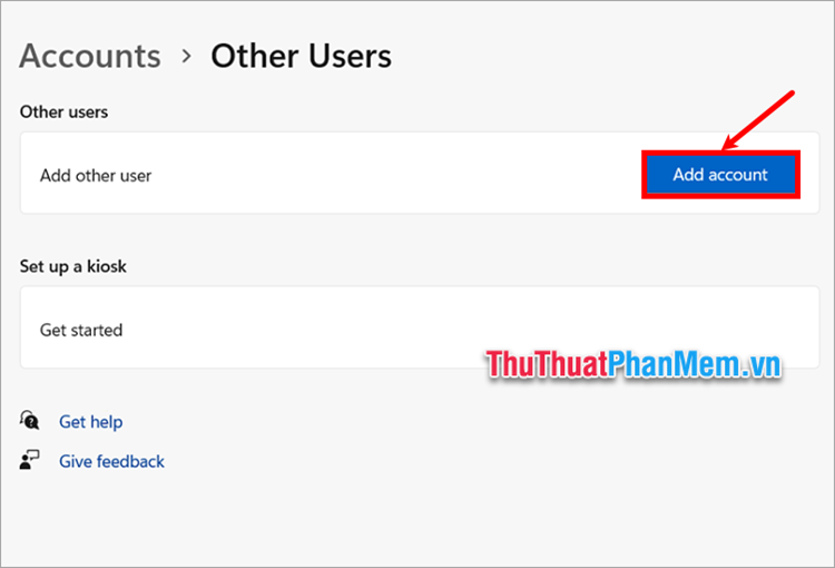 Chọn Add account