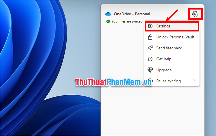 Chọn biểu tượng bánh răng và chọn Settings