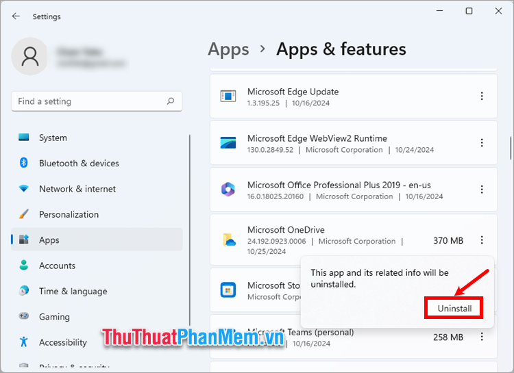 Xuất hiện thông báo bạn chọn Uninstall