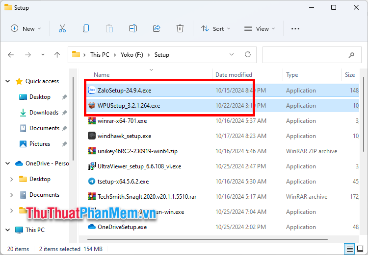 Chọn 1 hay nhiều file mà bạn muốn nén thành một file Winrar