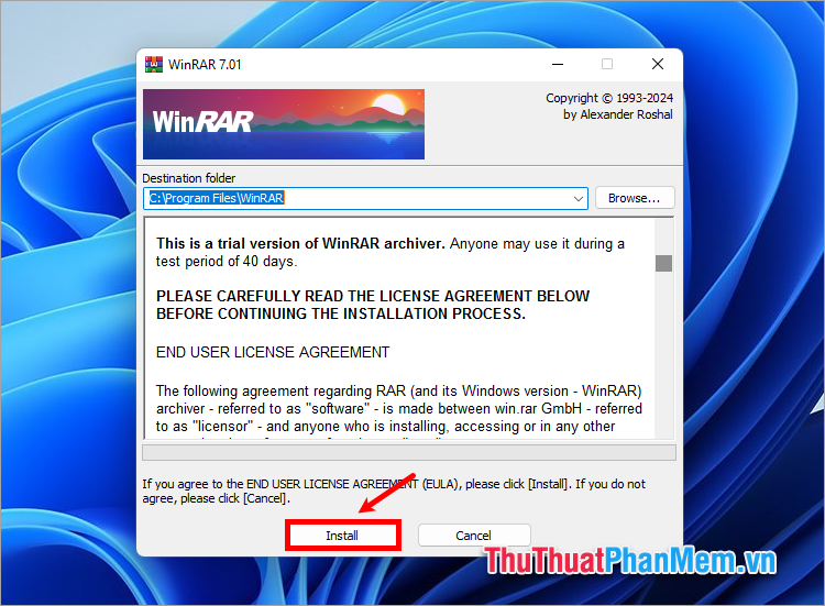 Chọn Install để bắt đầu quá trình cài đặt