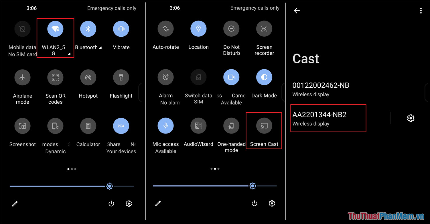 Chọn mục Screen Cast và chọn tên máy tính cần chiếu màn hình