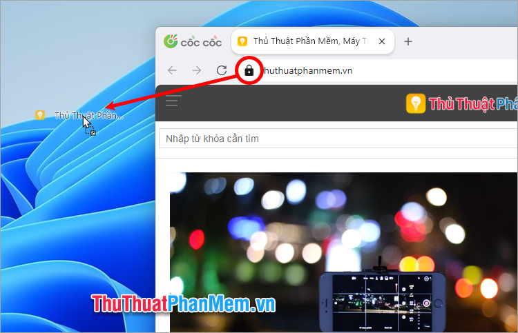 Đưa trang web ra màn hình bằng cách kéo thả