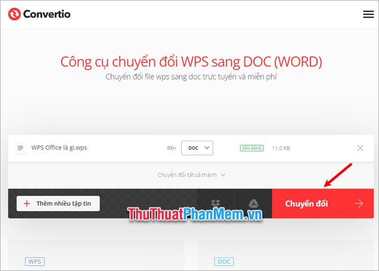 Chọn Chuyển đổi