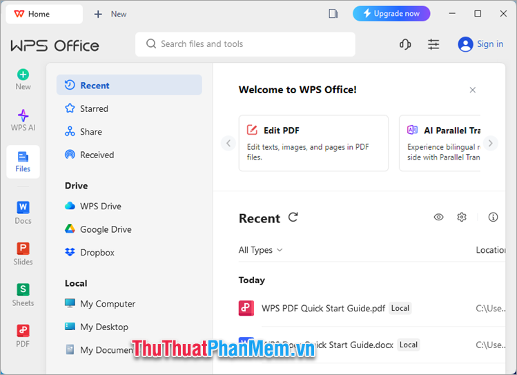 Giao diện của WPS Office đơn giản và thân thiện, dễ dàng sử dụng