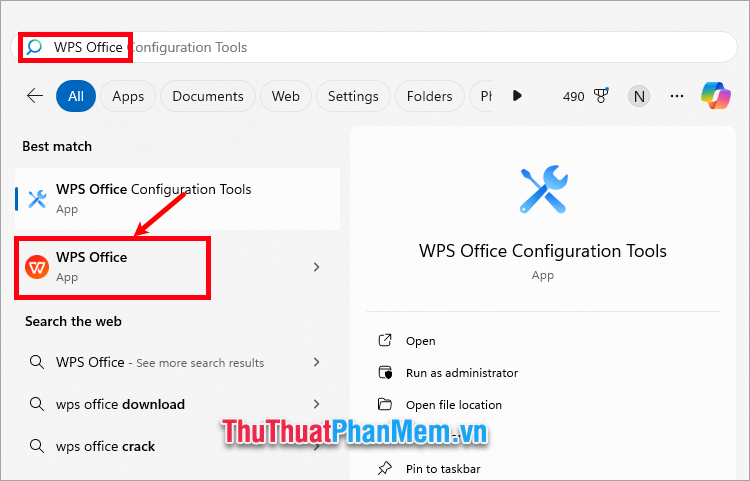Mở ứng dụng WPS Office