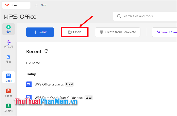 Mở WPS Office và mở tài liệu mà bạn muốn đổi đơn vị từ inch sang cm