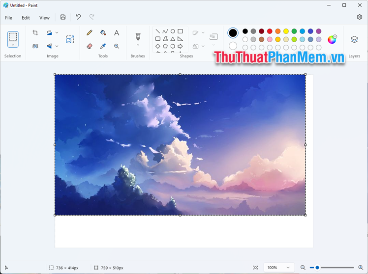 Thực hiện cách chèn ảnh vào Paint bằng cách dán ảnh từ clipboard
