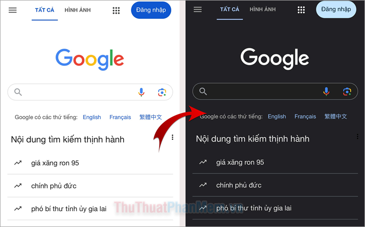Cách đổi màu giao diện Google trên điện thoại