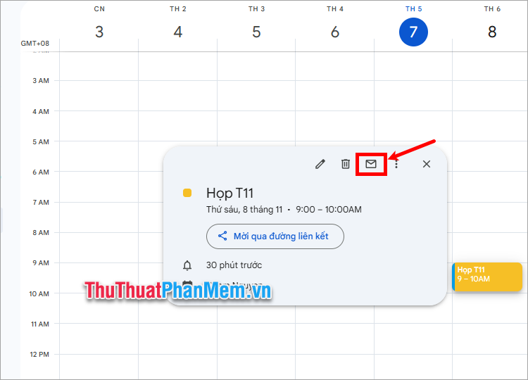 Chia sẻ sự kiện qua email, đường liên kết