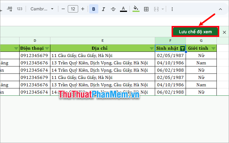 Chọn Lưu chế độ xem