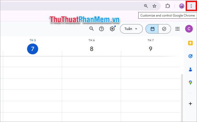 Mở Google Calendar chọn biểu tượng Customize and Control