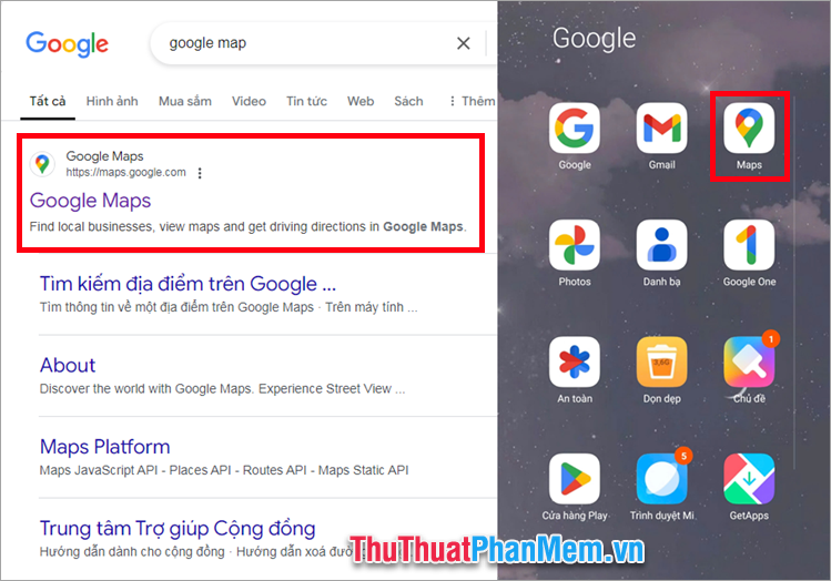 Mở Google Maps trên trình duyệt web hoặc trên ứng dụng Google Maps