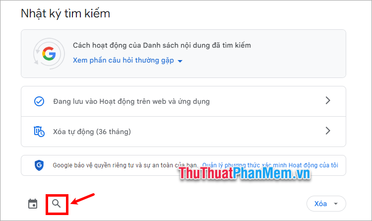 Nhấn chọn vào biểu tượng hình kính lúp, sau đó thực hiện tìm kiếm
