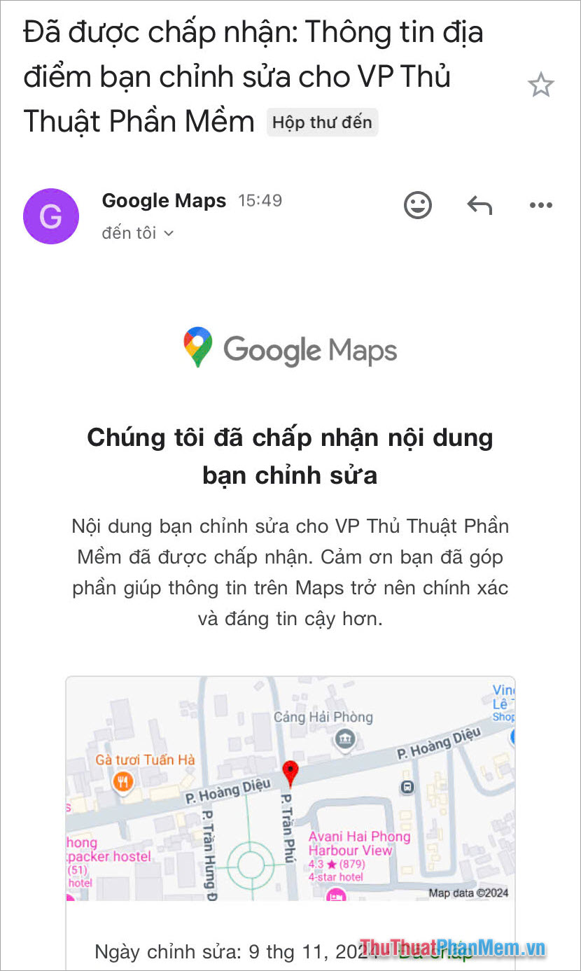 Làm sao để biết vị trí ghim thành công trên bản đồ Google Maps