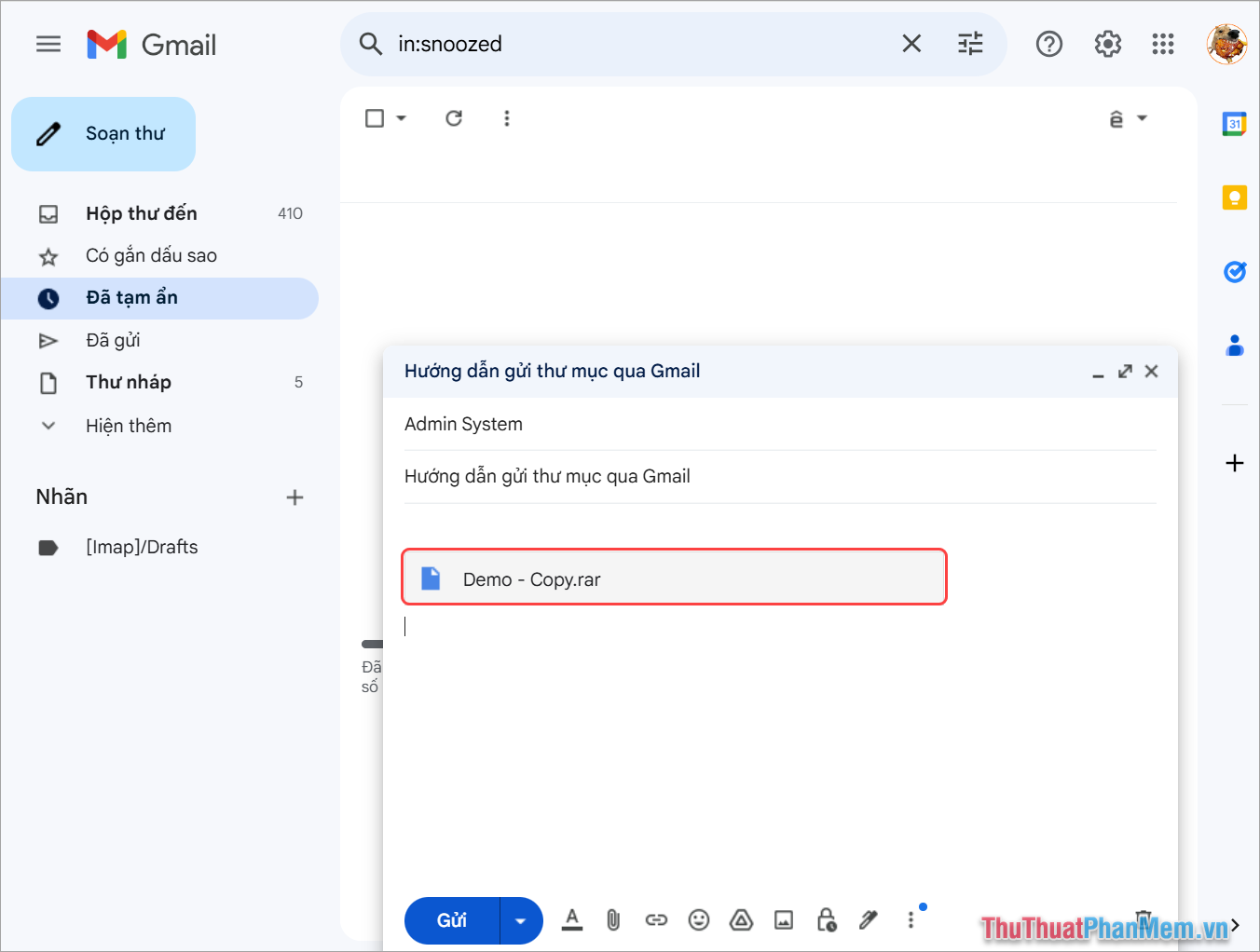 Soạn thảo thư Email và nhấn Gửi để gửi thư