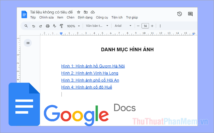 Cách tạo danh mục hình ảnh trong Google Doc