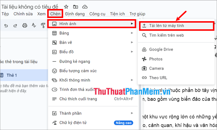 Chèn hình ảnh vào tài liệu trên Google Docs