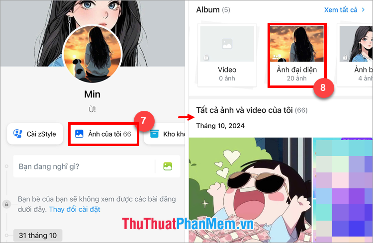 Chọn Ảnh của tôi → Ảnh đại diện