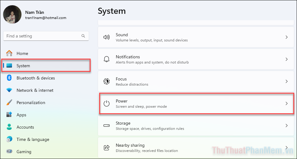 Chọn System  Power & battery