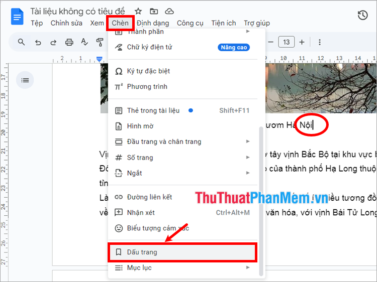 Đánh dấu bookmark cho các chú thích hình ảnh