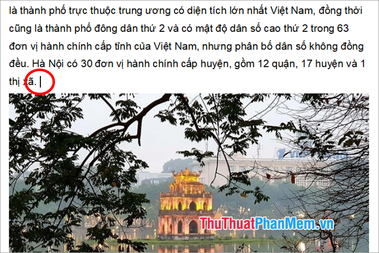 Đặt con trỏ chuột vào vị trí mà bạn muốn thêm trích dẫn tài liệu