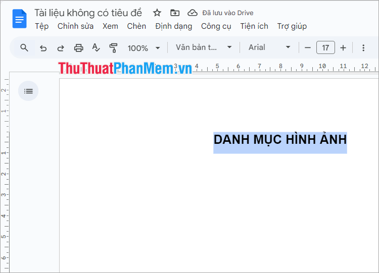 Tạo danh mục hình ảnh trong Google Docs