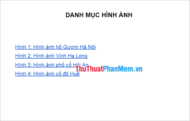 Thực hiện tương tự với các chú thích hình ảnh khác