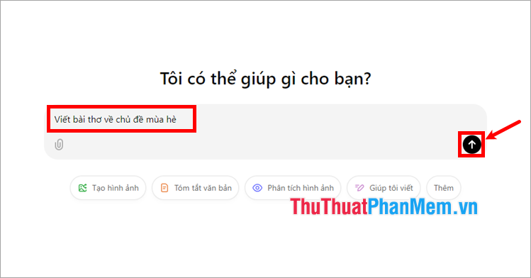 Phần Tin nhắn ChatGPT, nhập nội dung mà bạn muốn AI làm thơ